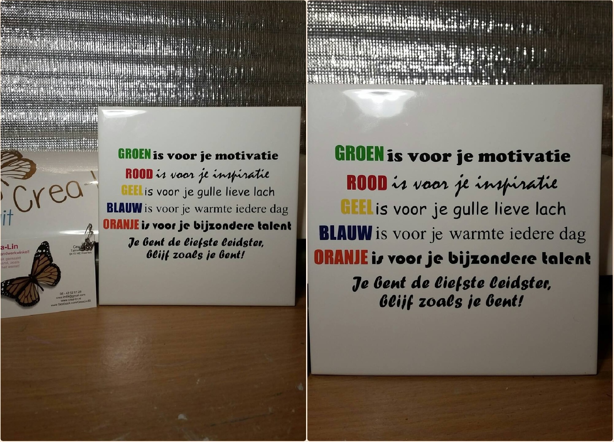 tegeltje met tekst